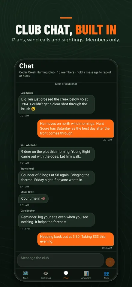 Members-only club chat